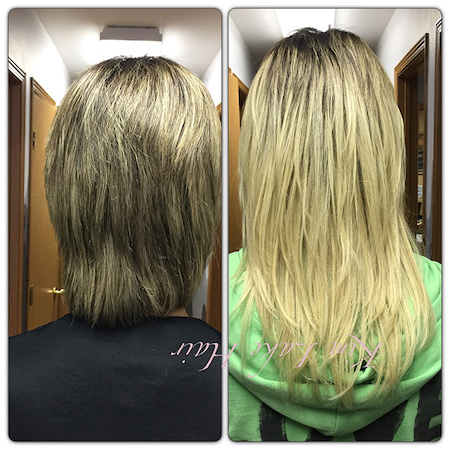Hair Extensions on short damaged hair.