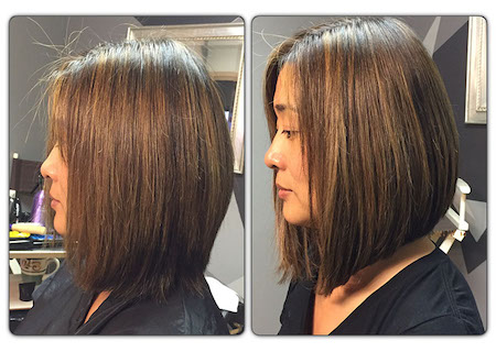 Before and after hair extensions bob haircut