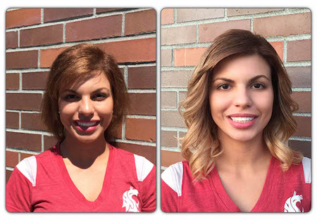 Hair Extensions for short hair after color damage. Kim Lake Custom